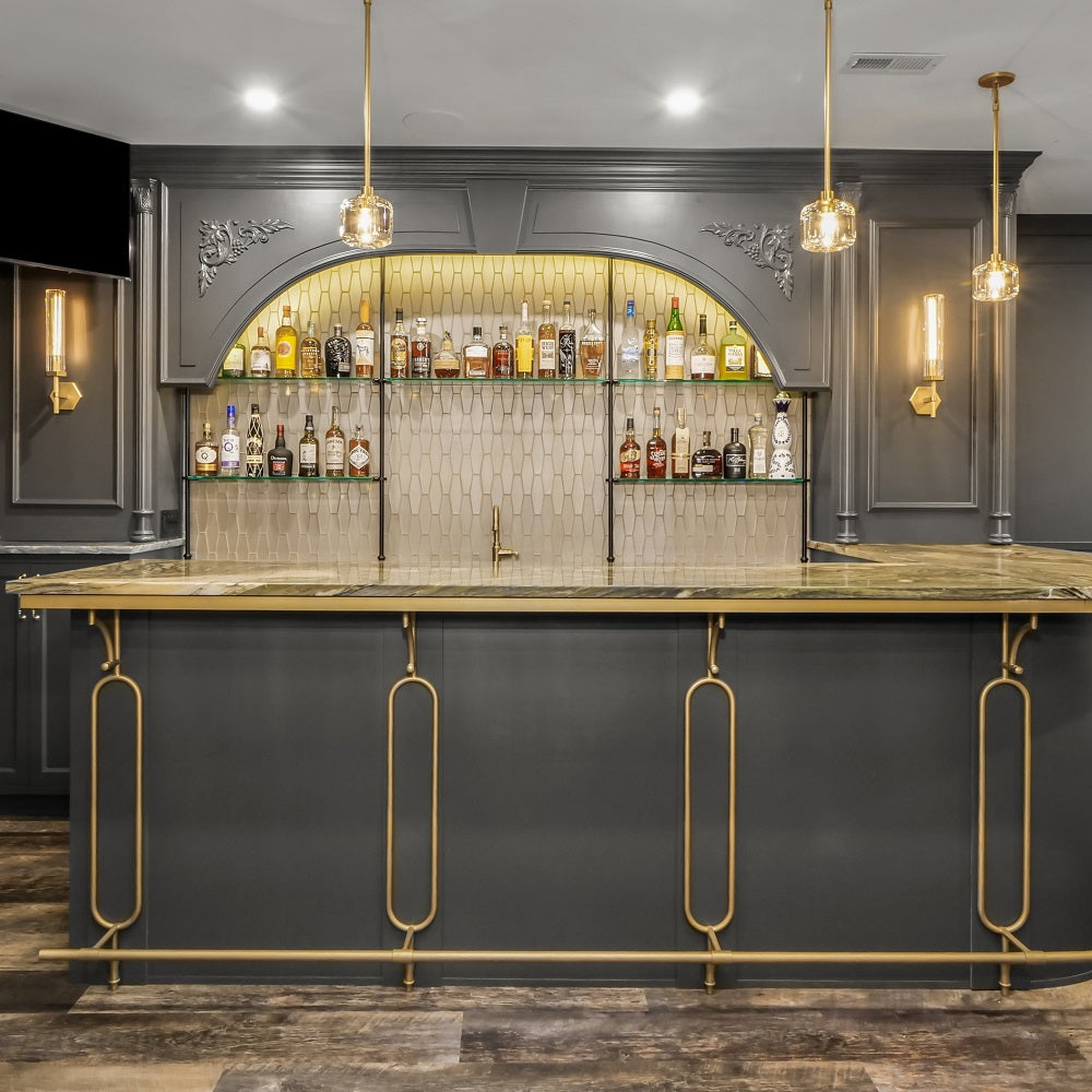 Bar Support System with Foot Rail and Back Bar Shelving
