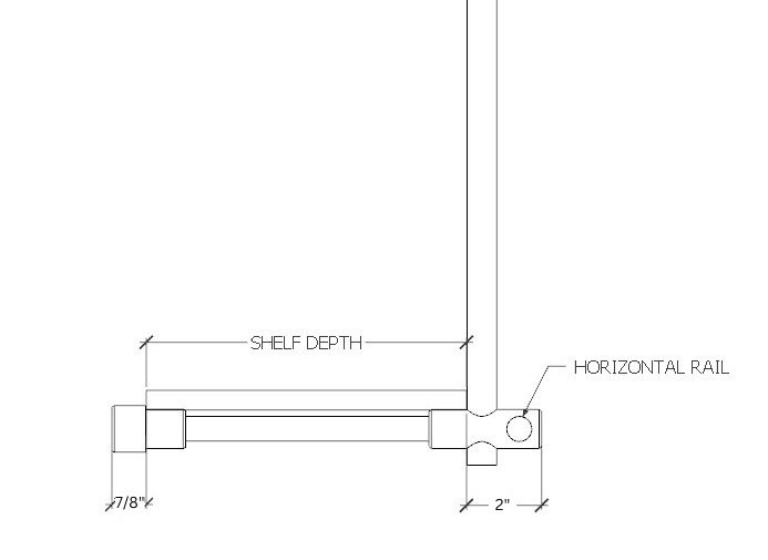 Bistro Wall Shelf No Rear Vertical