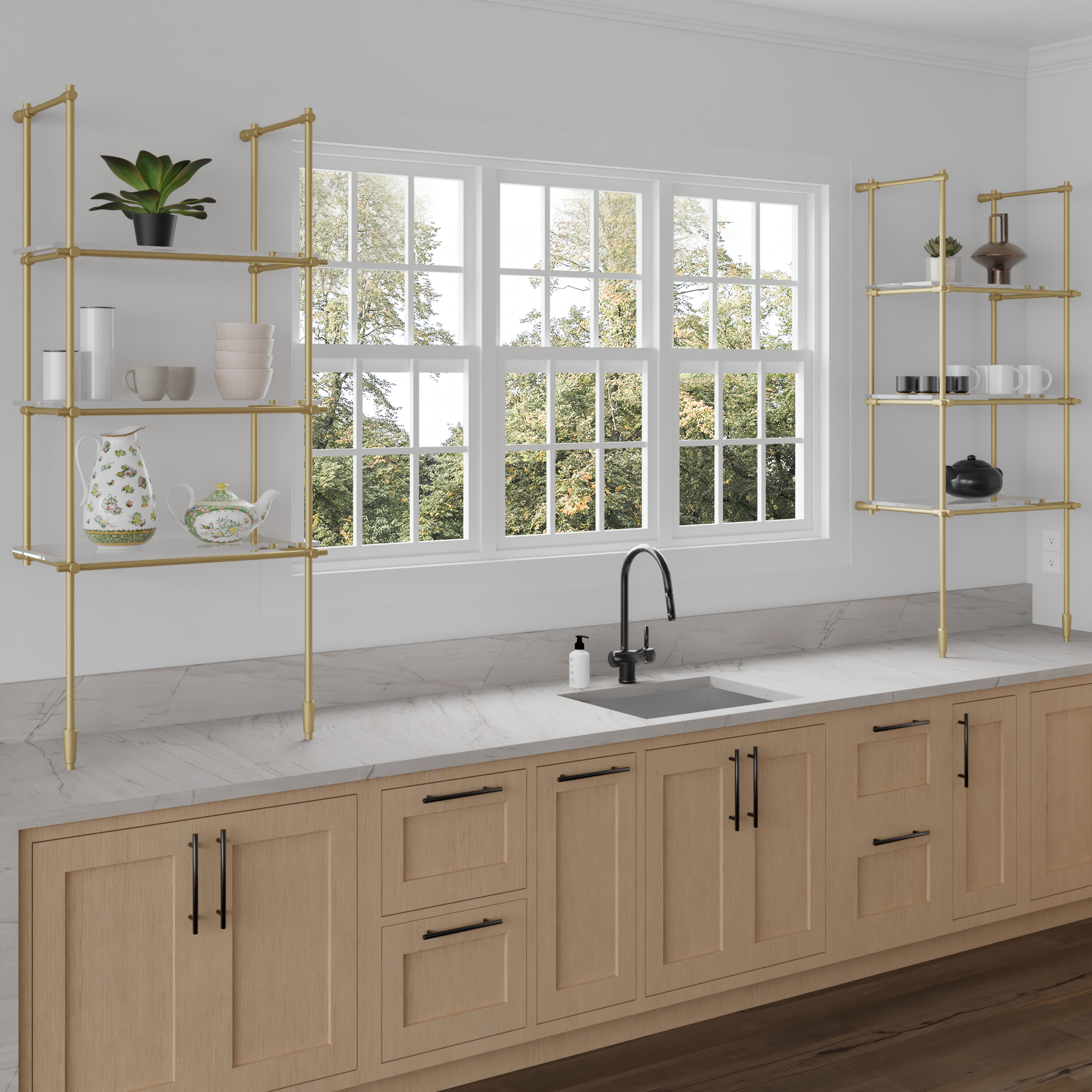 Bistro Floor/Counter to Wall Shelf