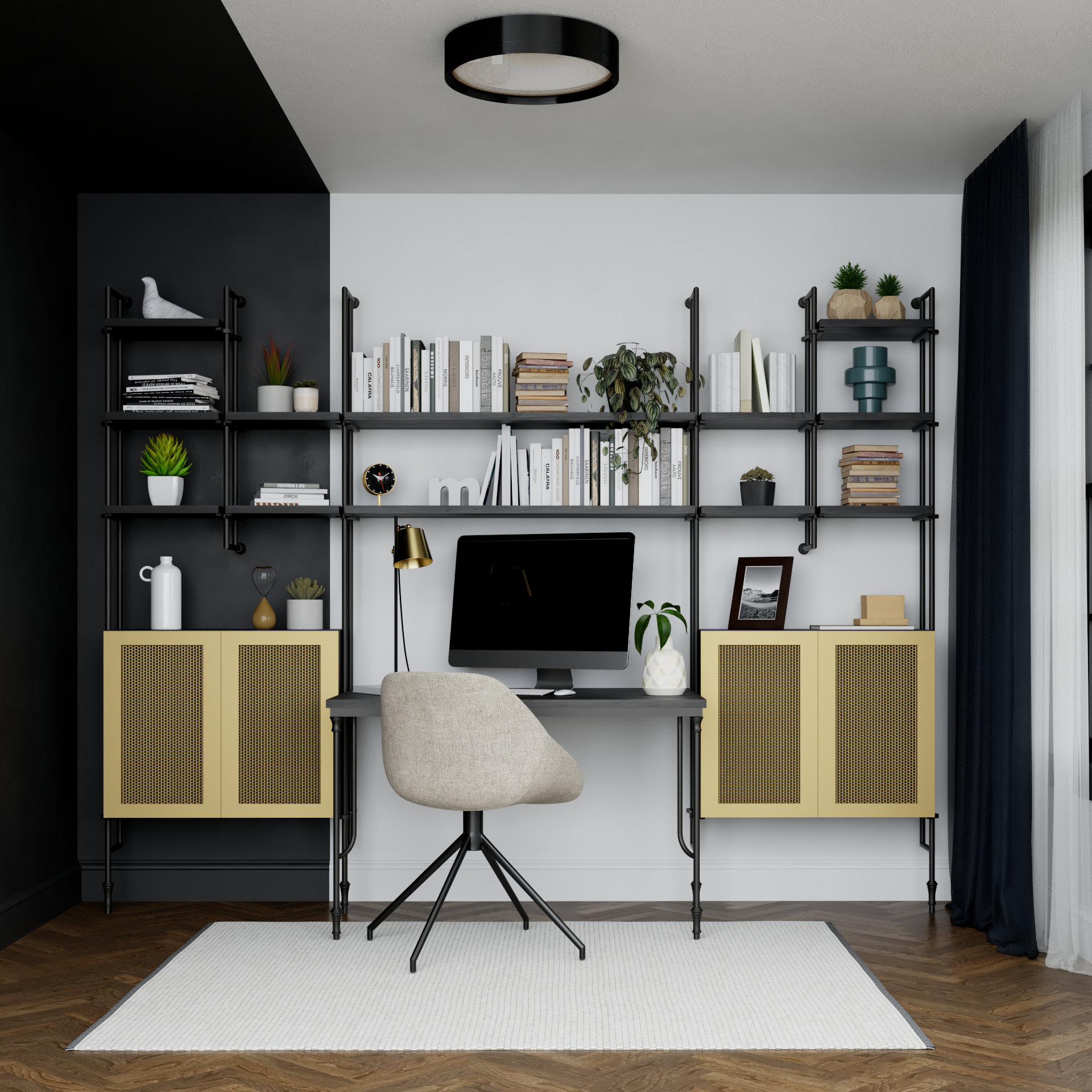 18" Deep Cabinet - Metal Framed Mesh Door with Shelves