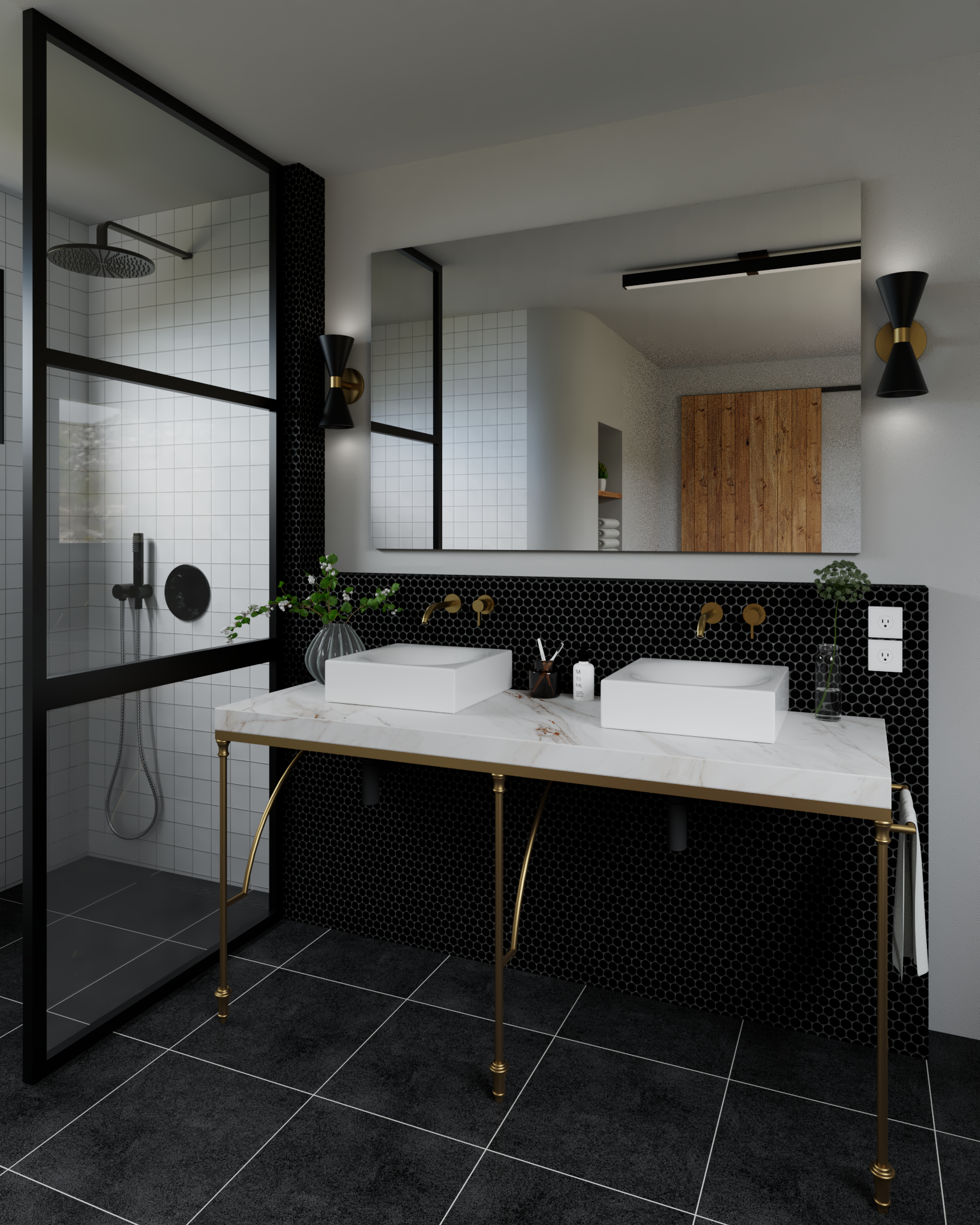 Double Open Vanity Base - 3 Leg