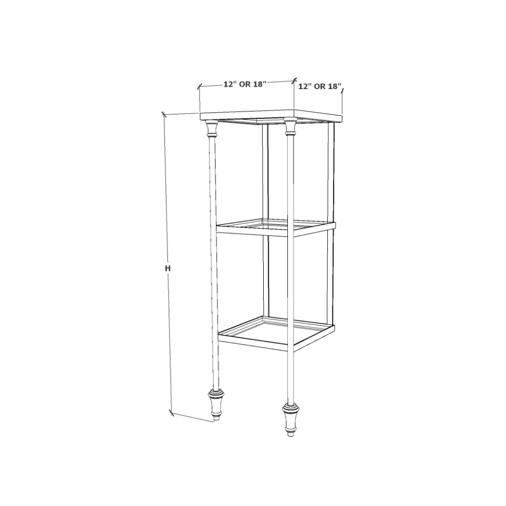 Square Etagere 3 Tier Specs