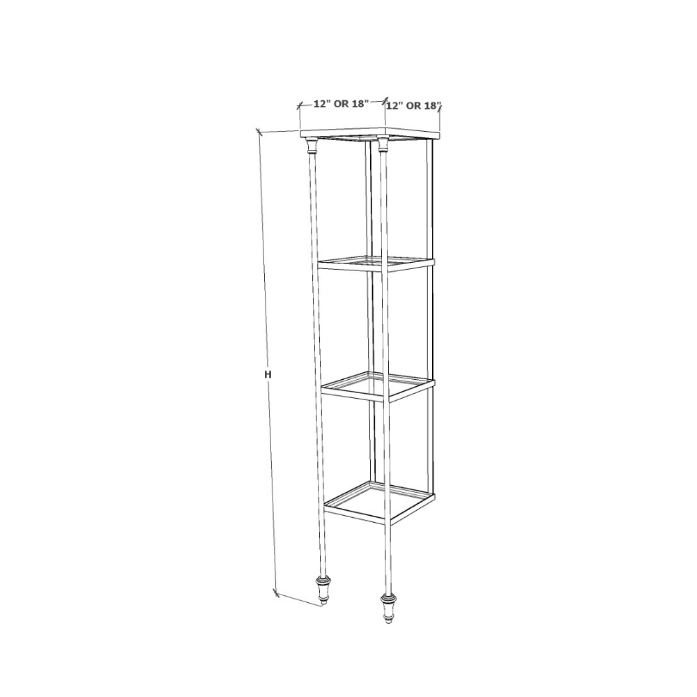 Square Etagere 4 Tier Specs