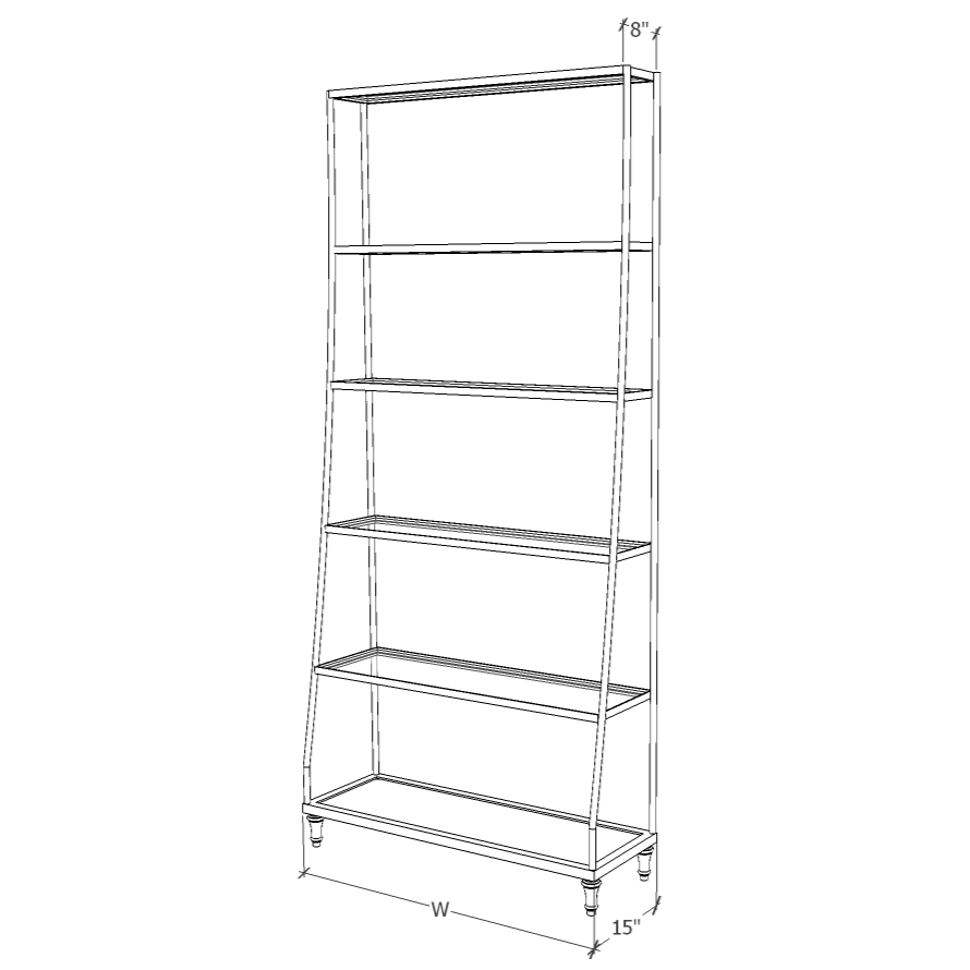 Tall Wall Shelf - 6 Tier Dimensions - Fittings Metal Collection