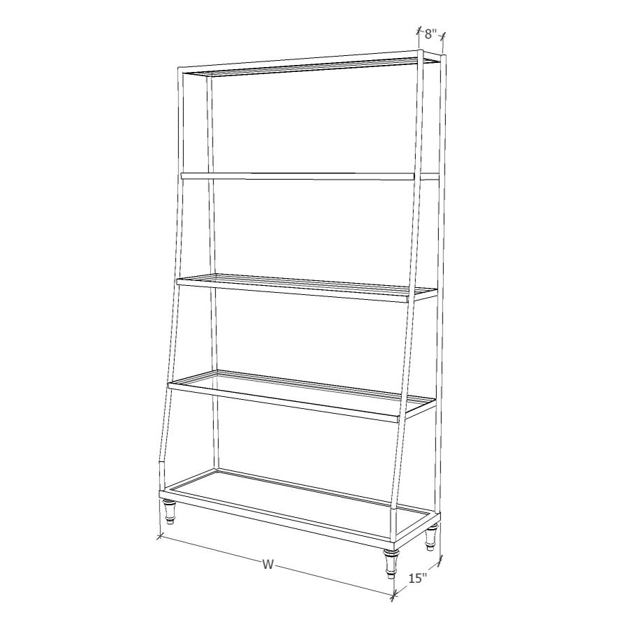 Tall Wall Shelf - 5 Tier Dimensions - Fittings Metal Collection