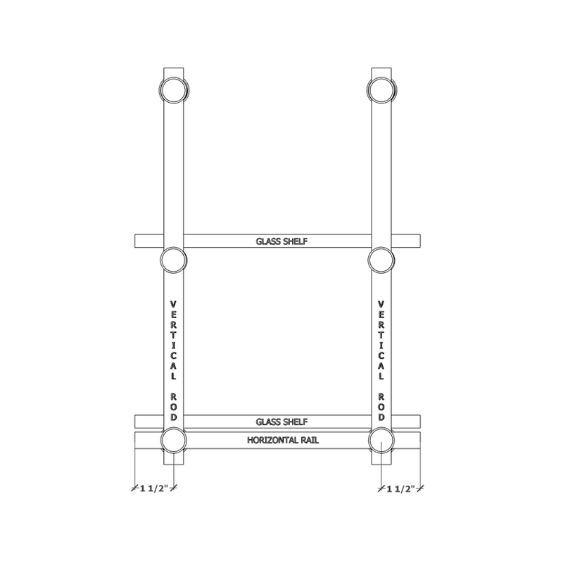 Bistro Floor/Counter to Wall Shelf No Rear Vertical