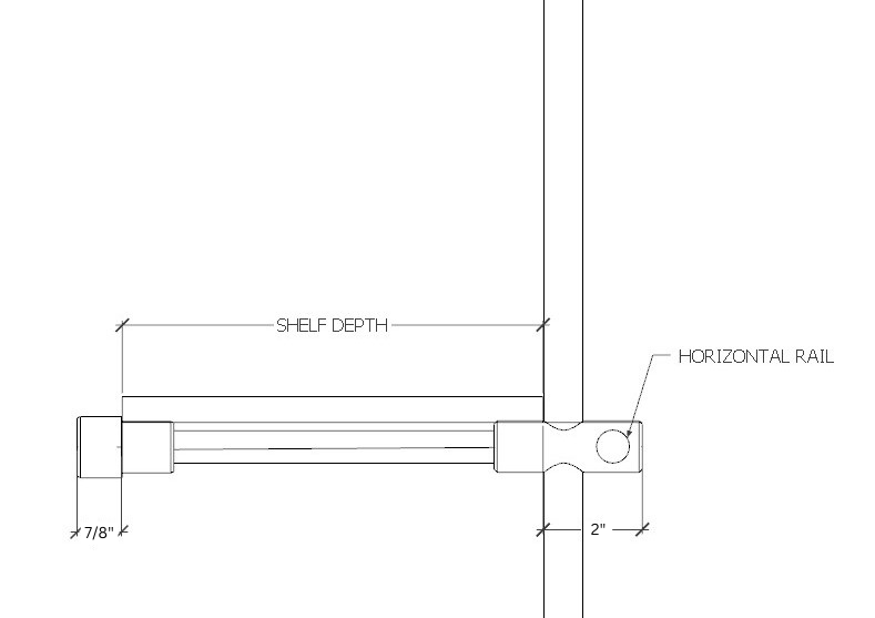 Bistro Floor/Counter to Wall Shelf No Rear Vertical