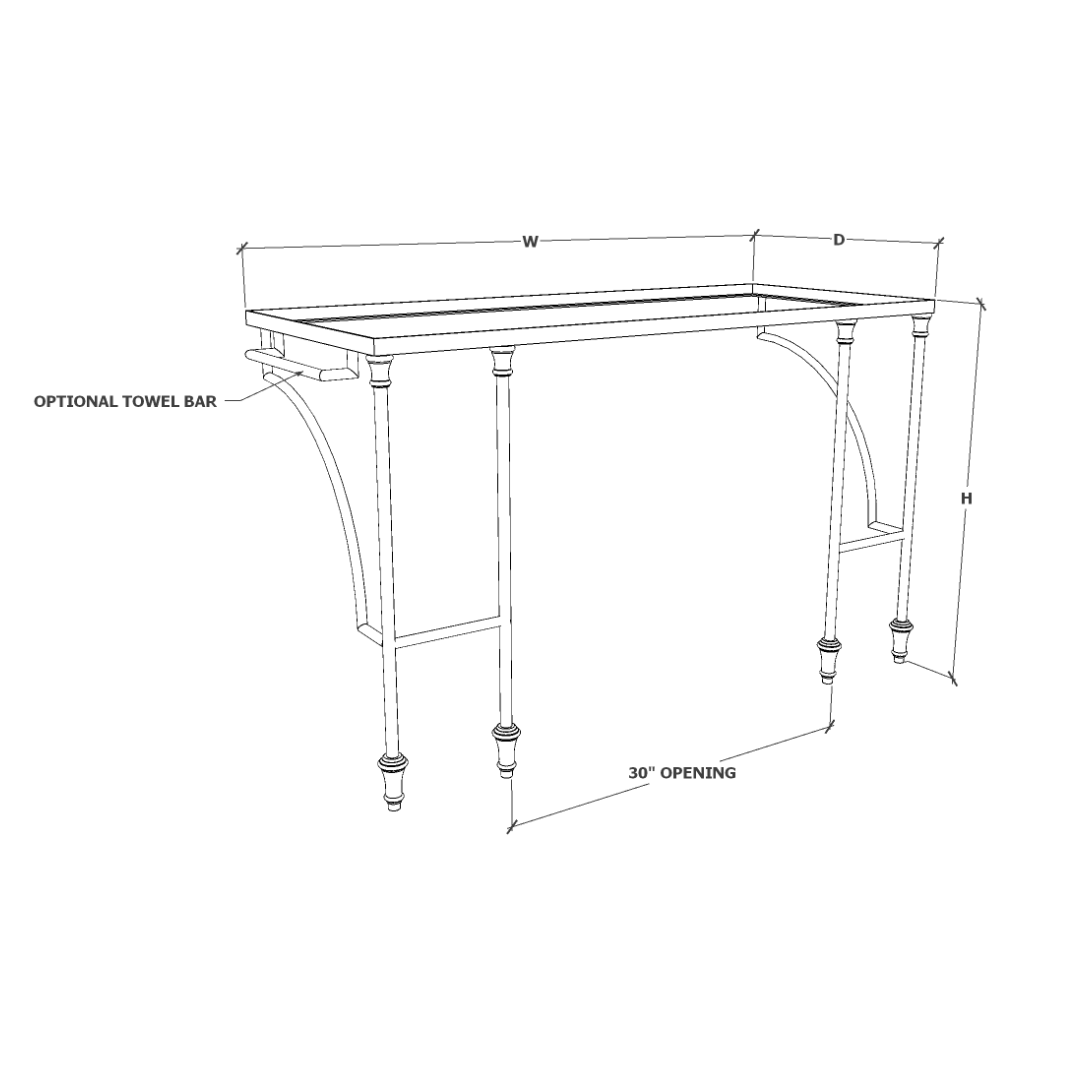 Double Open Vanity Base - 4 Leg