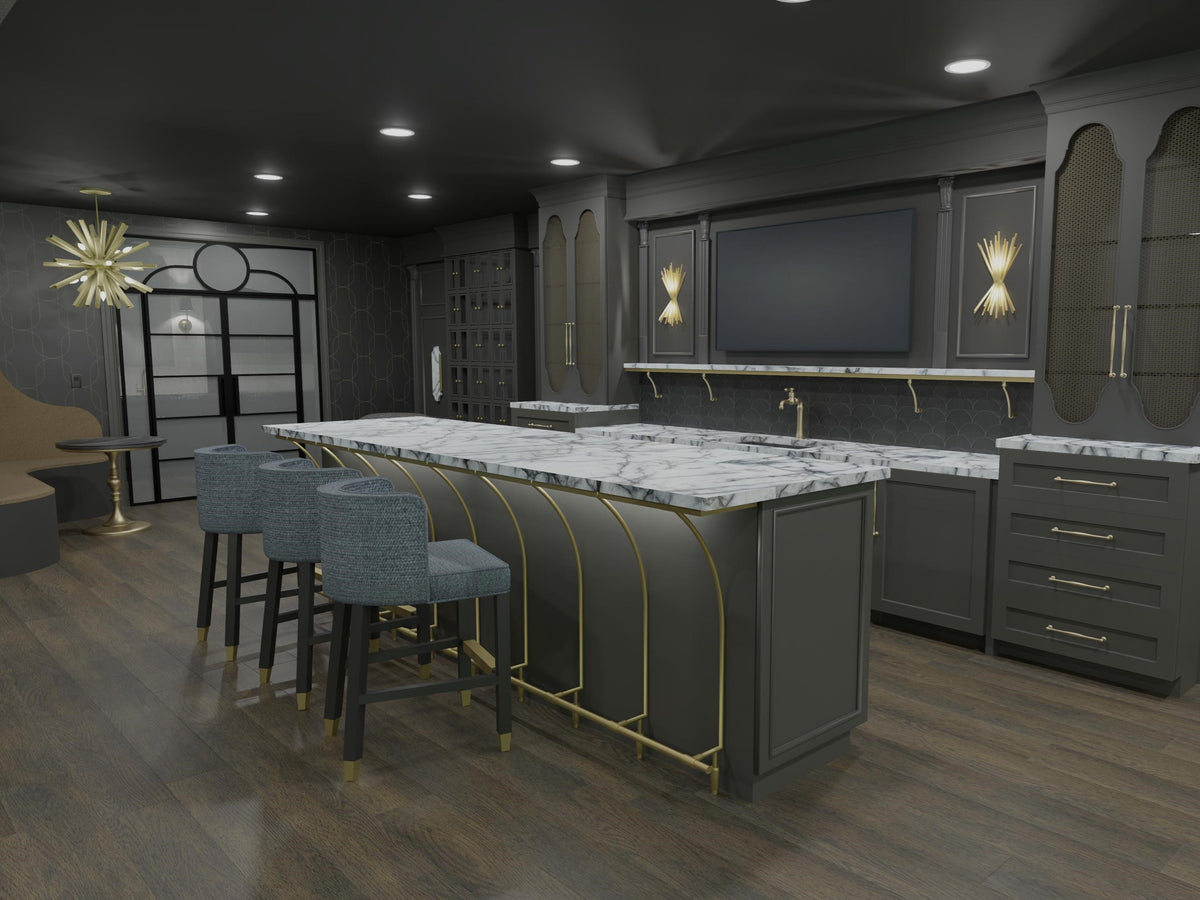 Flared Architectural Bar Front Support System with Foot Rail