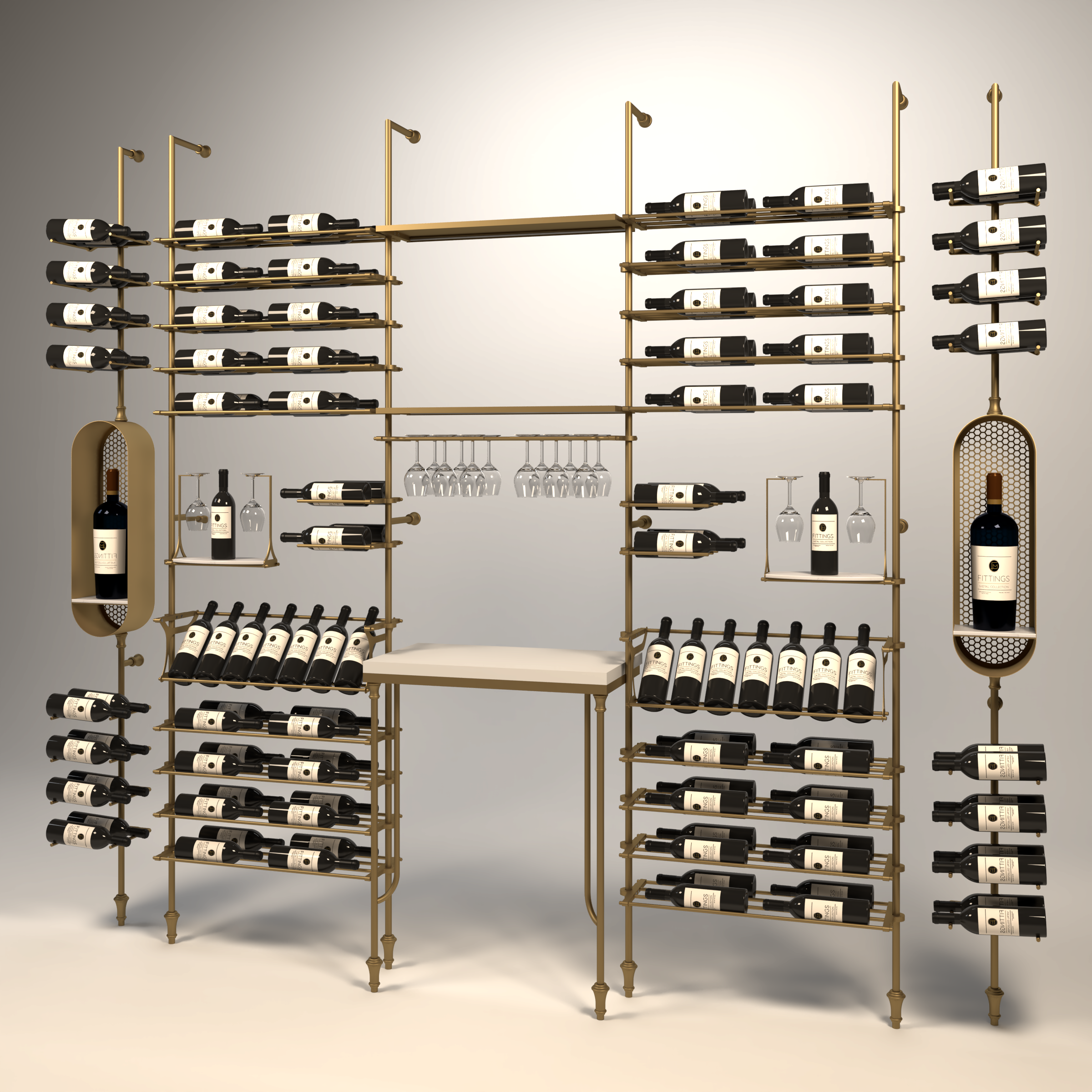 Rhone Wine Wall - 130 Bottles