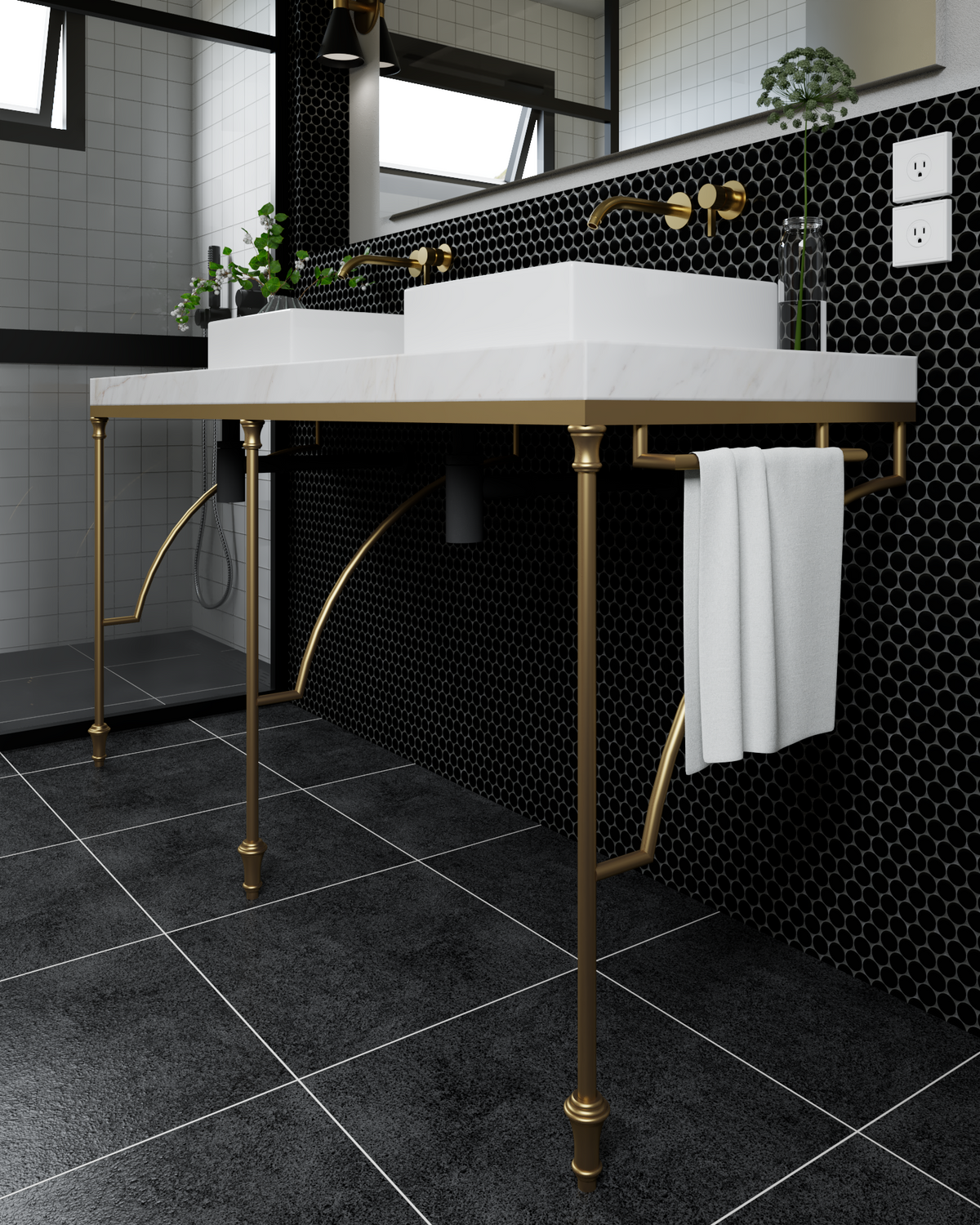 Double Open Vanity Base - 3 Leg