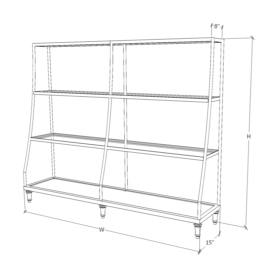 Double Tall Wall Shelf - 4 Tier