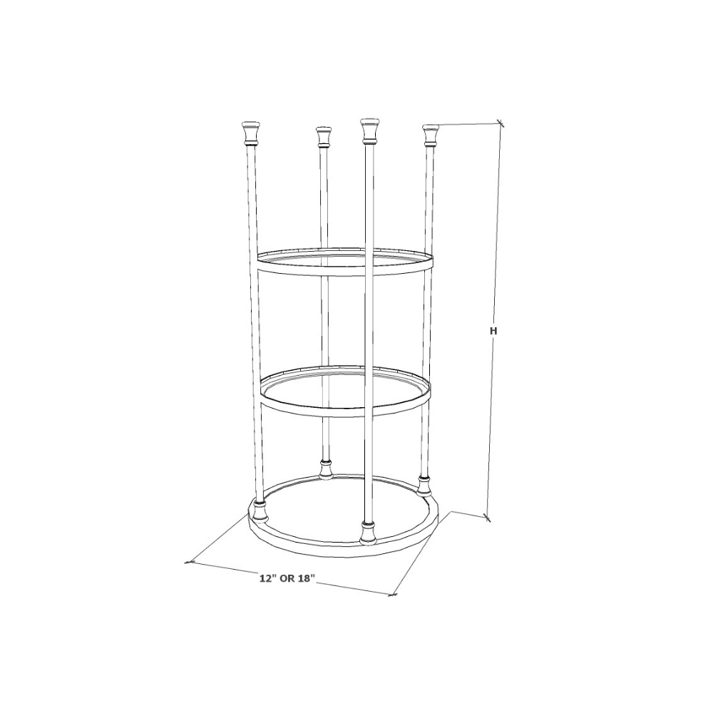 Round Ceiling Mount Shelf Three Tier Fittings Metal Collection