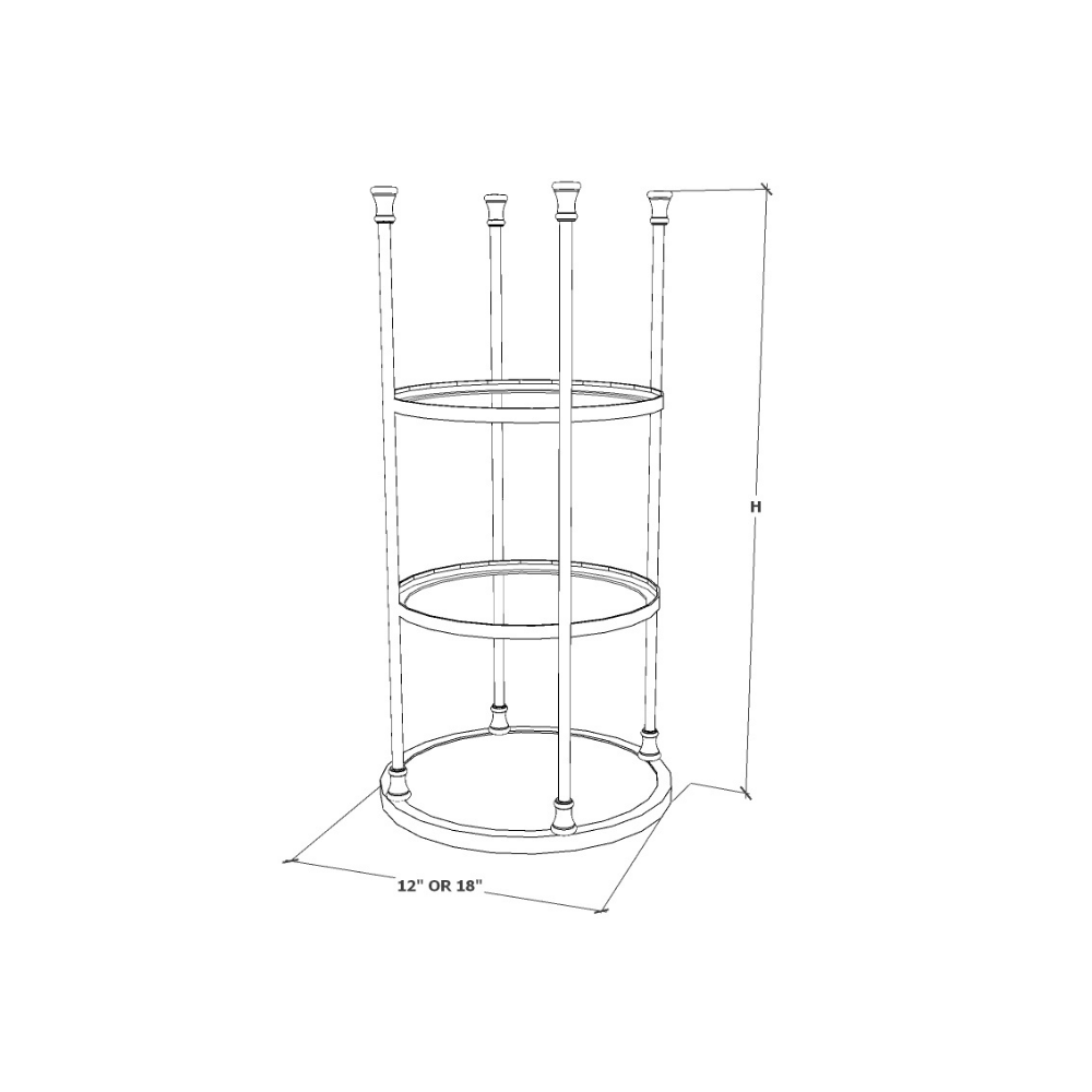 Round Ceiling Mount Shelf - Three Tier