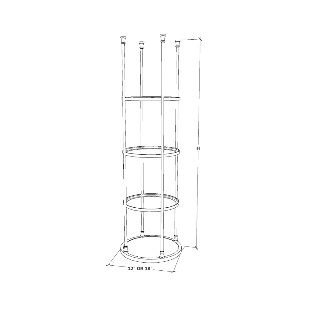 Round Ceiling Mount Shelf- Four Tier