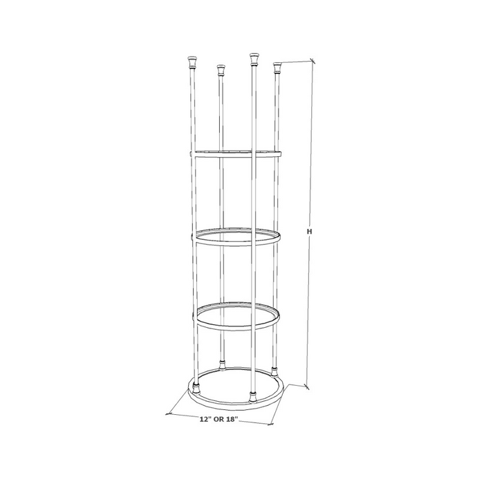 Round Ceiling Mount Shelf- Four Tier