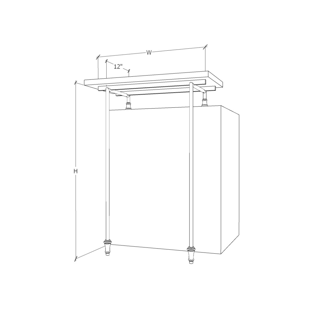 Counter Support Rods Raised Counter Support - 2 Leg – Fittings Metal Collection