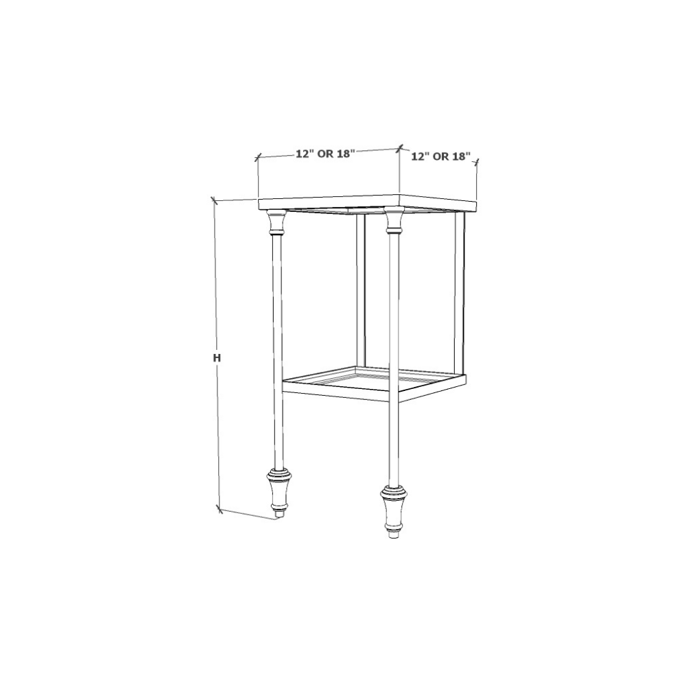 Square Etagere - 2 Tier Specs